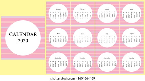 A simple design of 2020 calendar