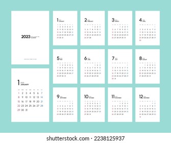 colección de calendario de diseño simple 2023