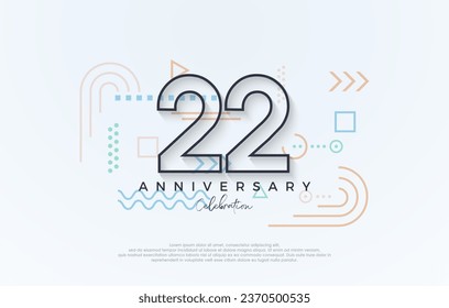 einfaches Design 22. Jubiläum. mit einem einfachen Line Premium Design.Premium Vektor für Poster, Banner, Feiern Gruß.