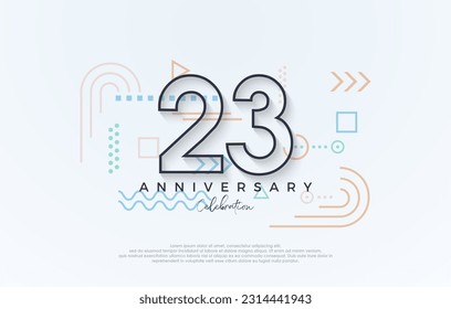 diseño simple 23 aniversario. con un diseño simple de línea premium.Vector premium para afiches, banner, saludo de celebración.
