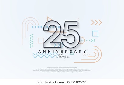 simple design 25th anniversary. with a simple line premium design.Premium vector for poster, banner, celebration greeting.