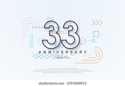 simple design 33rd anniversary. with a simple line premium design.Premium vector for poster, banner, celebration greeting.