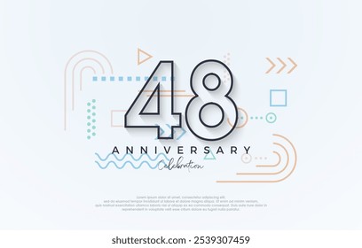 Diseño simple 48 aniversario. con una línea simple de diseño premium. Vector de Premium para póster, Anuncio, saludo de celebración.