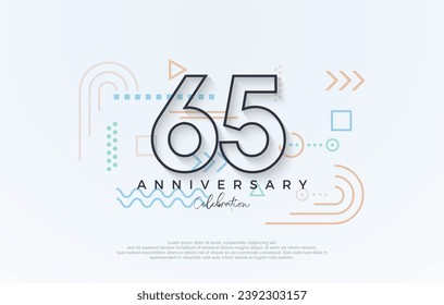diseño simple 65º aniversario. con un diseño simple de línea premium.Vector premium para afiches, banner, saludo de celebración.