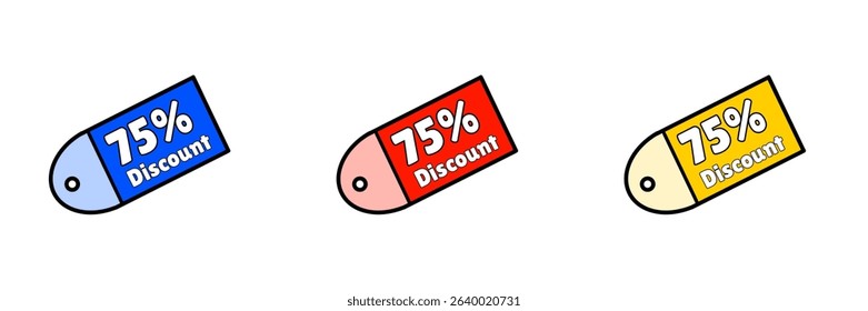 Simple design of 75% discount voucher with three colors variations.