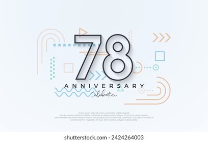 Diseño simple 78 aniversario. con una línea simple diseño premium. Vector premium para póster, banner, saludo de celebración.