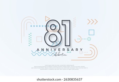 simple design 81st anniversary. with a simple line premium design.Premium vector for poster, banner, celebration greeting.