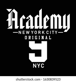 simple design academy new york city, typhography, vector illustration