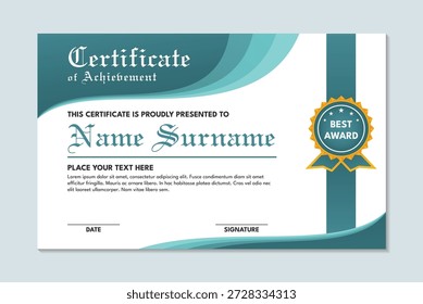 Plantilla de certificado de logro de diseño simple