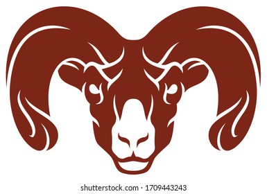 Simple Design of Aggressive Ram Head Sport Logo