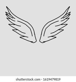 Simple design of angel wing on grey background 