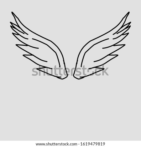 Simple design of angel wing on grey background 