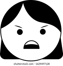 A simple design of angry woman icon
