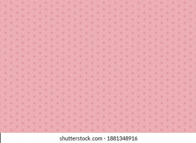 Simple design background. Modern  Arranged Japanese Traditional hemp leaf pattern, Asanoha. Minimal pink color vector illustration.