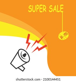 Simple Design Banner. suitable for promotion seller. vector illustration with speaker icon.