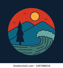 simple design beach brand clothing illustration 