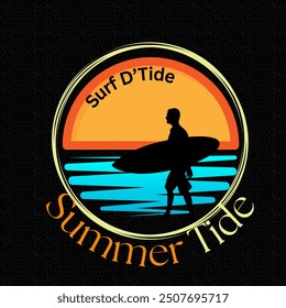 simple design with a beach and surfing theme
