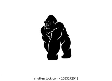 Simple Design of Big Black Strong Gorilla Vector