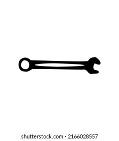 Simple design of black ring wrench isolated on white background