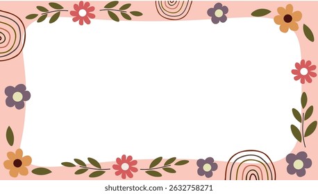 Simple design blank frame, cute frame for kids colorful and cheerful, invitation, notebook, postcard, cute frame, bookmark,certificate for kids and children in kindergarten or primary grades
