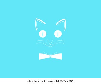 Simple design with a blue and white cat theme