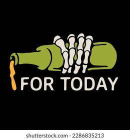 simple design, a bottle held by a skeletal hand.
