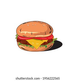 diseño sencillo para hamburguesas. consistentes en pan, carne y hortalizas