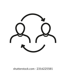 Simple design business man icon, Black thin line pictogram on white background.