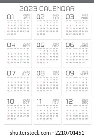 Plantilla de calendario de diseño simple para 2023 año.