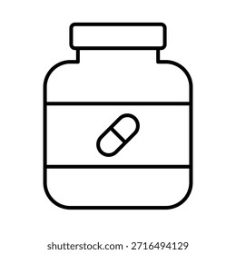 Icono de botella de medicina de cápsula de diseño simple. Icono de botella de suplemento. Vector.