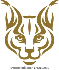 Simple Design of Caracal Head Line Art Style Logo