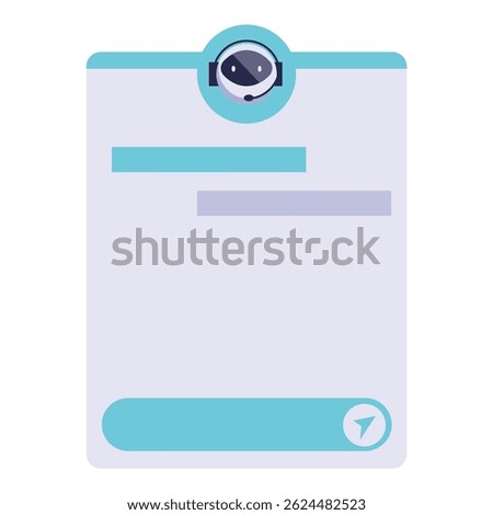 Simple design of a chatbot window showing a chat history with a user, perfect for developers and technology enthusiasts