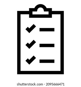simple design checklist icon, black line elements on white background