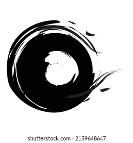 Simple design of circle with brush stroke. Splash, ink.
