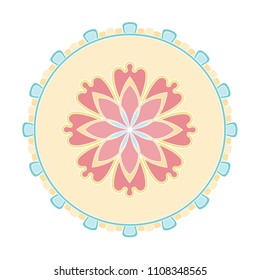 Simple design of colored mandala useful for coloring pages and books and as a decoration in any form