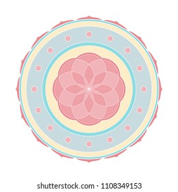 Simple design of colored mandala useful for coloring pages and books and as a decoration in any form