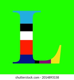 diseño sencillo de la letra colorida l en fondo verde, bueno para el arte de texto o fondo