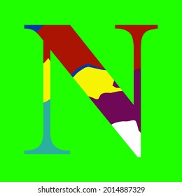 simple design of colorful letter n in vector, good for background or text art