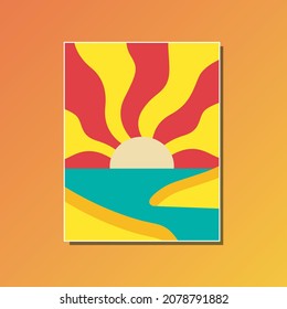 simple design of colorful sunset