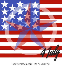 simple design to commemorate american independence day on july 4th. Flag and star