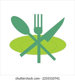 simple design of cutlery plate, spoon, fork and knife for logo