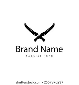 simple design cutting tool logo knife illustration template brand product symbol cooking and chef