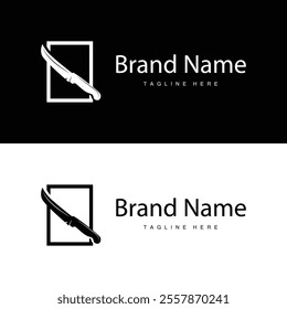 simple design cutting tool logo knife illustration template brand product symbol cooking and chef