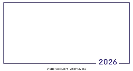 Simple design with dark blue borders and 2026 2026 year numbers, ideal for year planning, minimalistic themes or calendar projects, copy space