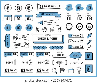 Simple design decoration set of checks and points. Vector illustration.