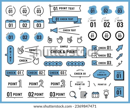 Simple design decoration set of checks and points. Vector illustration.