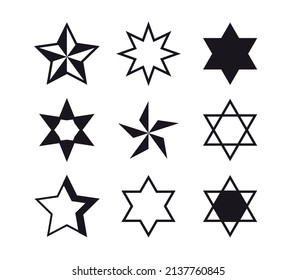 Simple design different style stars and mixed models flat vector illustration.