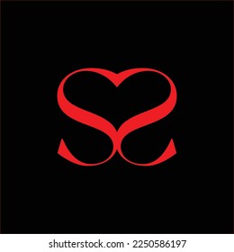 Simple design for elegant letter S logos. Modern minimalist heart shape SS creative initials based on the vector illustration symbol template.