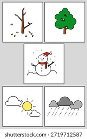 simple design element icon of weather and season, rain, spring, autumn, winter, summer. vector illustration, cute and clean for website, poster. 