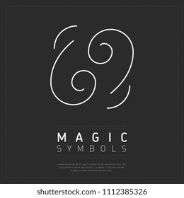 Simple design of esoteric white sign on gray poster with logo Magic Symbols